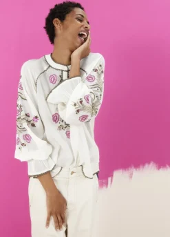 Vrouwen Summum Woman Blouse Met Gebloemd Borduurwerk