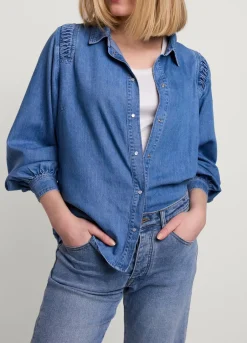 Vrouwen Summum Woman Denim Blouse Met Knoopjes
