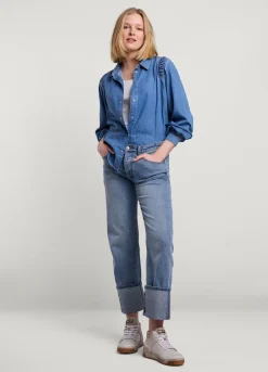 Vrouwen Summum Woman Denim Blouse Met Knoopjes