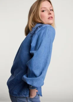 Vrouwen Summum Woman Denim Blouse Met Knoopjes