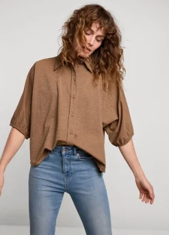 Vrouwen Summum Woman Glimmende Overhemdblouse