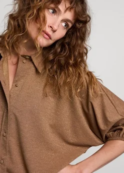 Vrouwen Summum Woman Glimmende Overhemdblouse