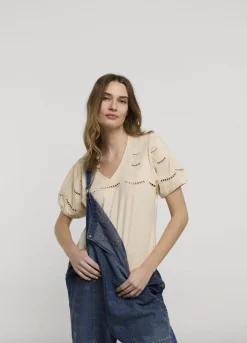 Vrouwen Summum Woman Jersey Top Met Broderie Anglaise