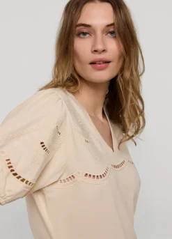 Vrouwen Summum Woman Jersey Top Met Broderie Anglaise