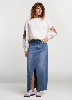 Vrouwen Summum Woman Lange Denim Rok