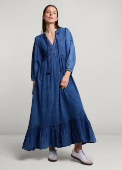 Vrouwen Summum Woman Lange Indigo Jurk