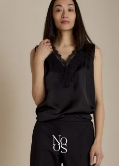 Vrouwen Summum Woman Satijnen Top Met Kant