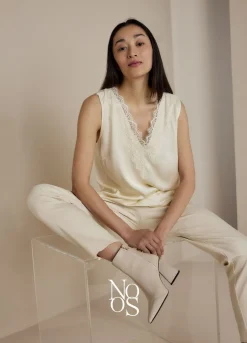 Vrouwen Summum Woman Satijnen Top Met Kant