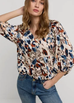 Vrouwen Summum Woman Top V-Hals Camouflage Print
