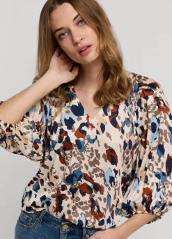 Vrouwen Summum Woman Top V-Hals Camouflage Print