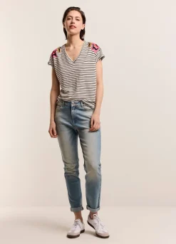 Vrouwen Summum Woman T-Shirt Met Bloemenborduursel